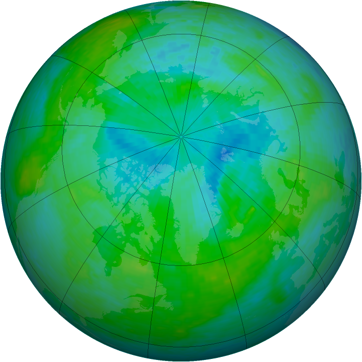 Arctic ozone map for 28 July 1993